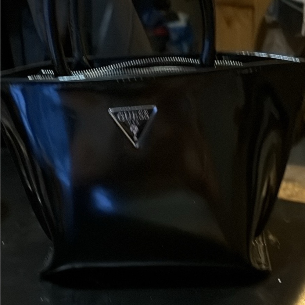 Guess Glossy Black Toiletry Bag